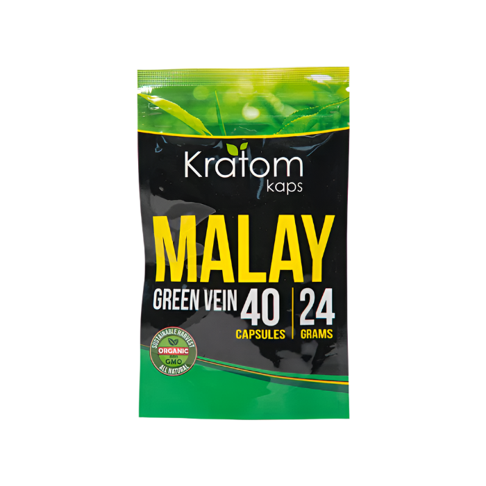 KRATOM KAPS CAPSULES 40CT 24G - MALAY GREEN VEIN - Seven Tech