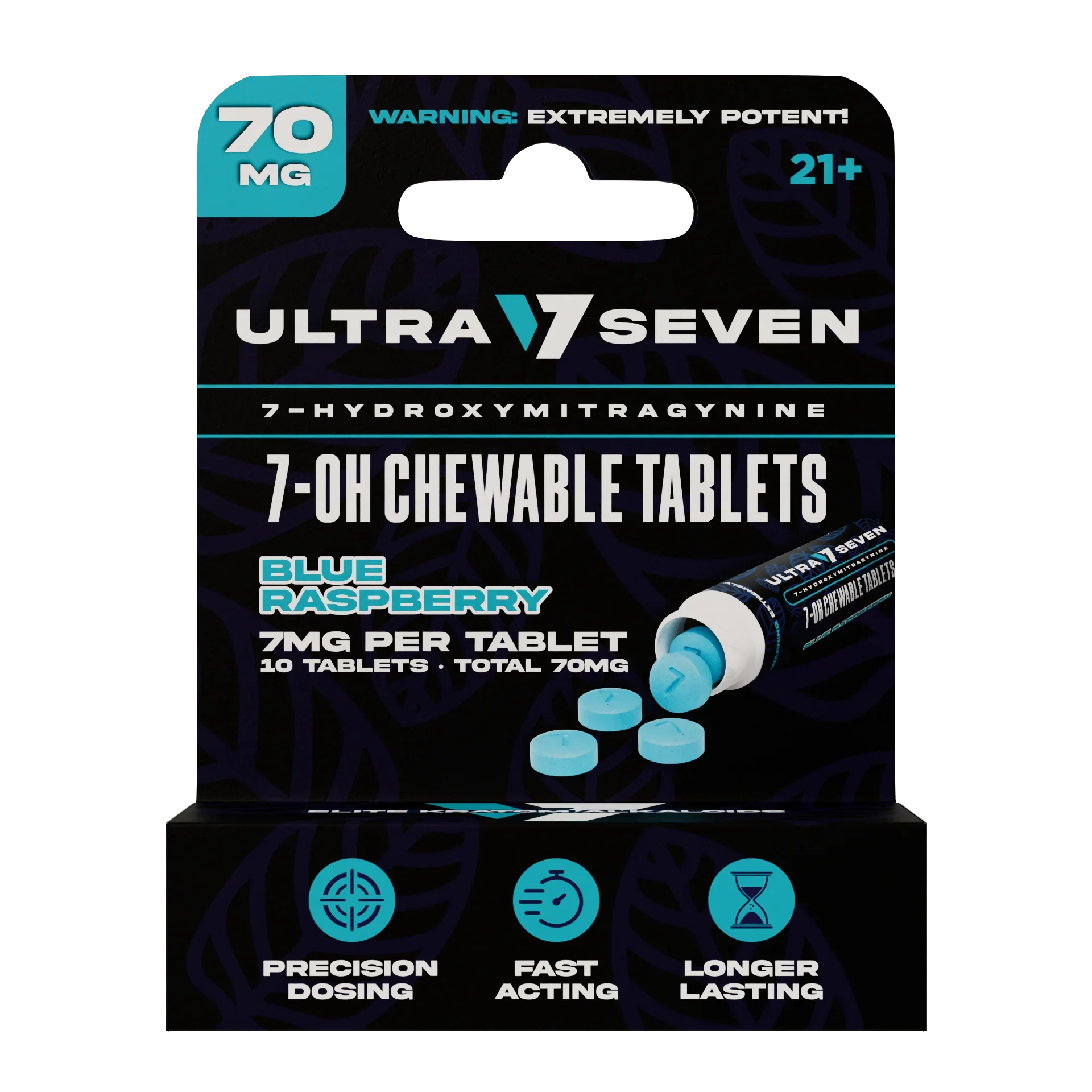 Ultra Seven 10ct 7OH Tabs Blue Raspberry 70mg Per Tablet - Seven Tech