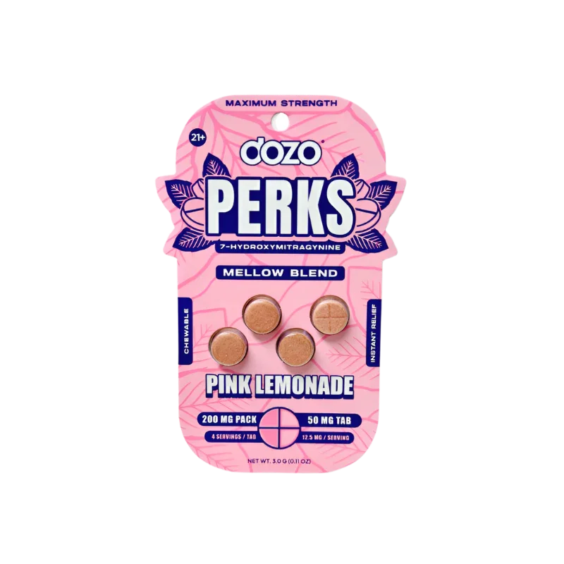 Dozo Perks 4ct 7OH Mellow Blend Pink Lemonade Chewable Tabs 50mg per Tablet - Seven Tech