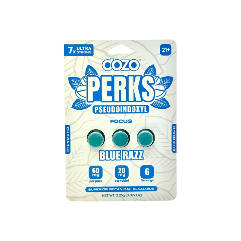 Dozo Perks 3ct 7OH + Psuedo Chewable Tabs Blue Razz 20mg per Tablet - Seven Tech