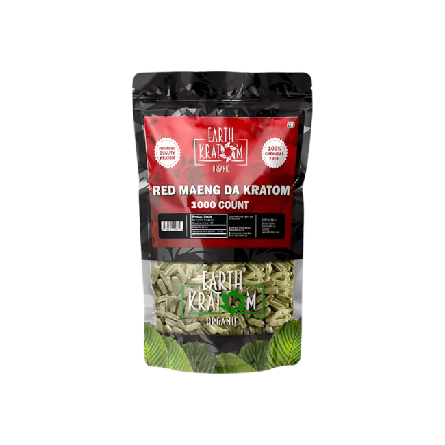 EARTH KRATOM CAPSULES 1000CT - MAENG DA RED VEIN - Seven Tech
