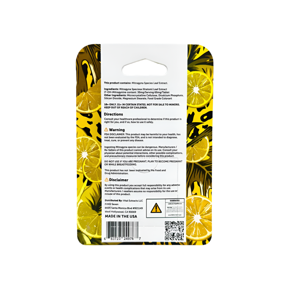 FVKD Seven 4ct 7OH Tabs Lemon Lime 60mg Per Tablet - Seven Tech