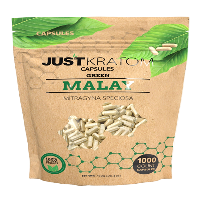 JUST KRATOM CAPSULES 1000CT - MALAY GREEN - Seven Tech