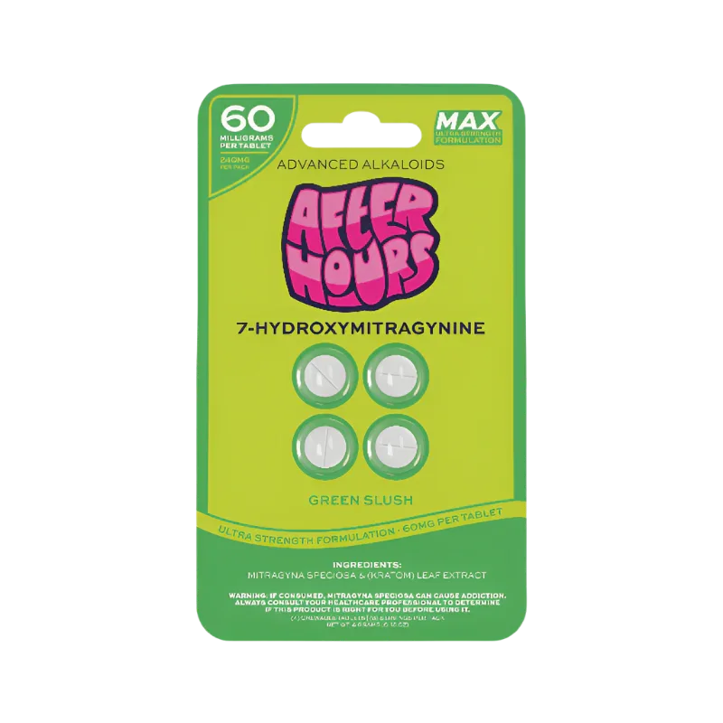 After Hours 4ct 7OH Chewable Tabs Green Slush 60mg per Tablet - Seven Tech