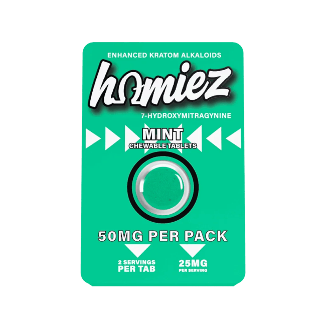 HOMIEZ 7-HYDROXYMITRAGYNINE TABLETS 1CT / 50MG EACH – MINT - Seven Tech