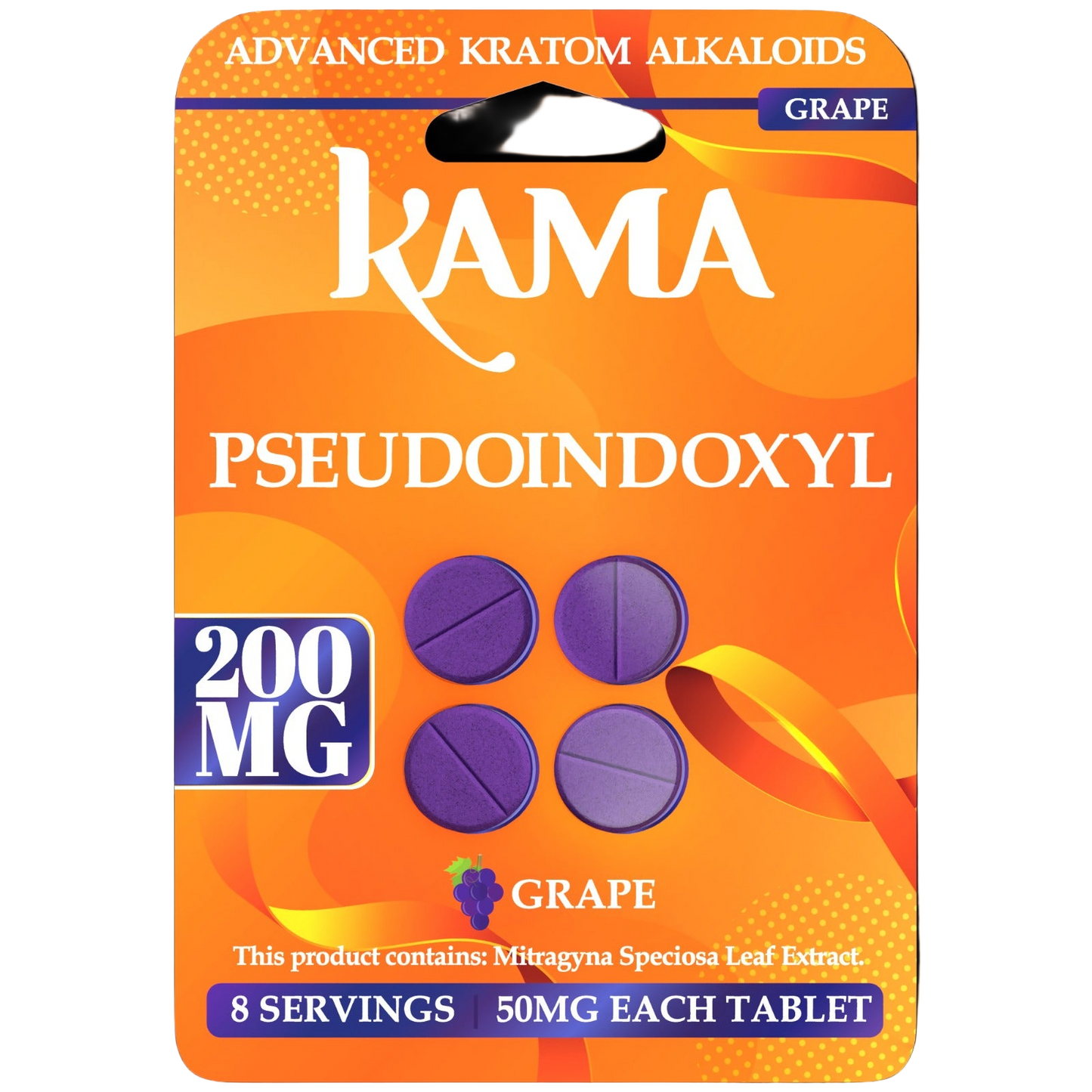 KAMA 4ct Psuedoindoxyl Tabs Grape 50mg per Tablet - Seven Tech