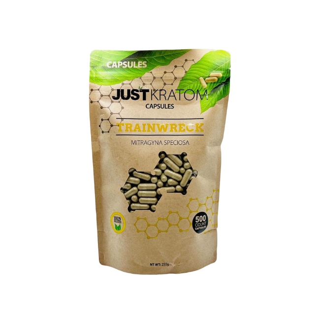 JUST KRATOM CAPSULES 500CT - TRAINWRECK MITRAGYNA SPECIOSA - Seven Tech
