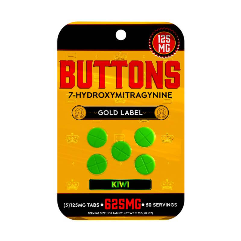 BUTTONS GOLD LABEL 7-HYDROXYMITRAGYNINE TABLETS 5CT 125MG PER TABLET
