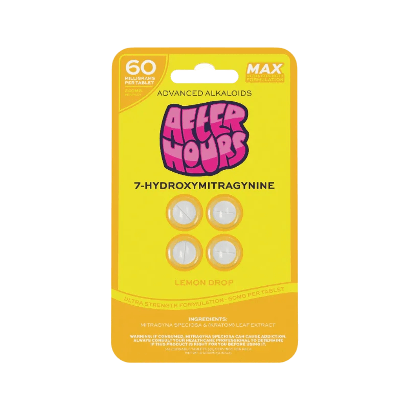 After Hours 4ct 7OH Chewable Tabs Lemon Drop 60mg per Tablet - Seven Tech