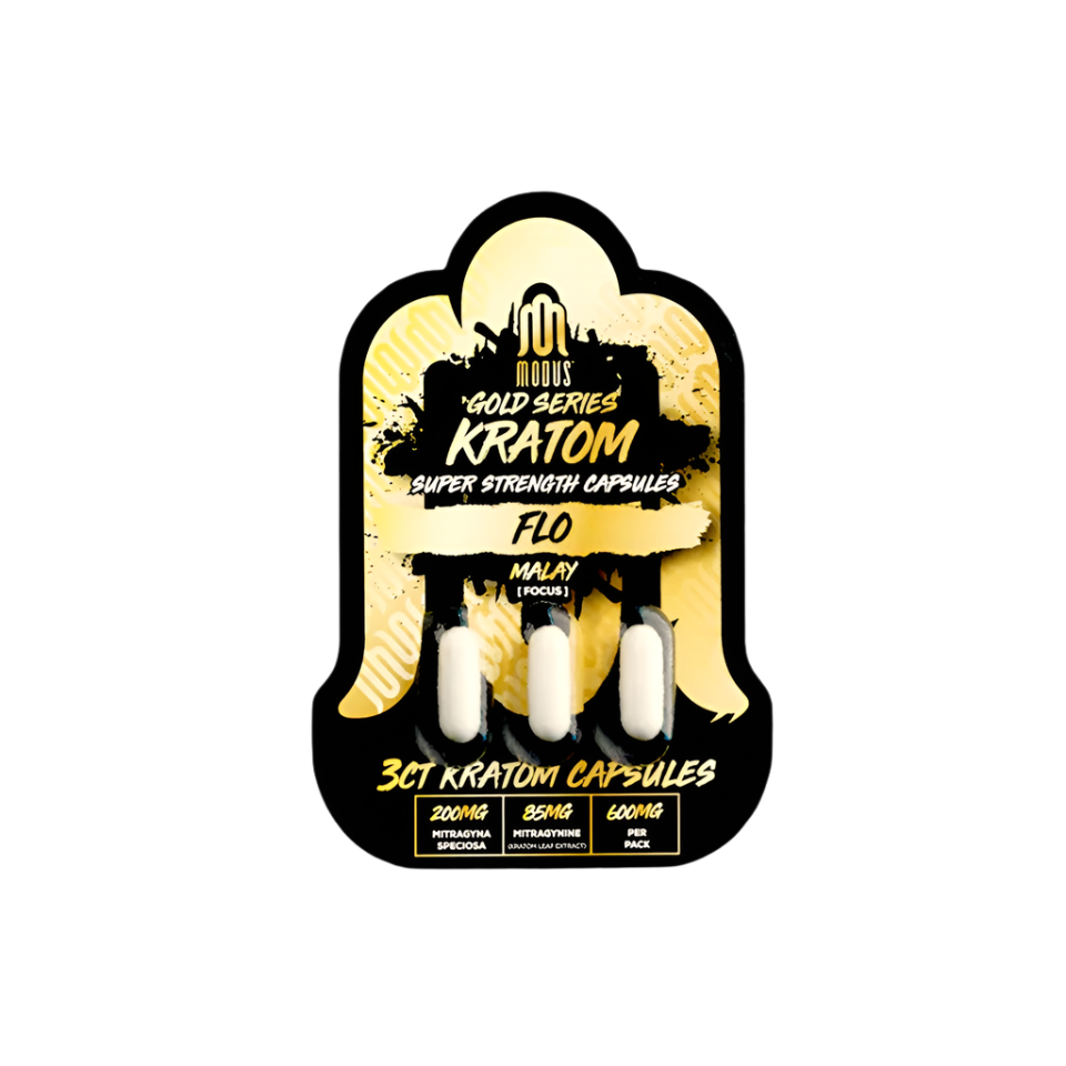 MODUS KRATOM GOLD SERIES SUPER STRENGTH CAPSULES 600MG 3CT - FLO MALAY (FOCUS) - Seven Tech