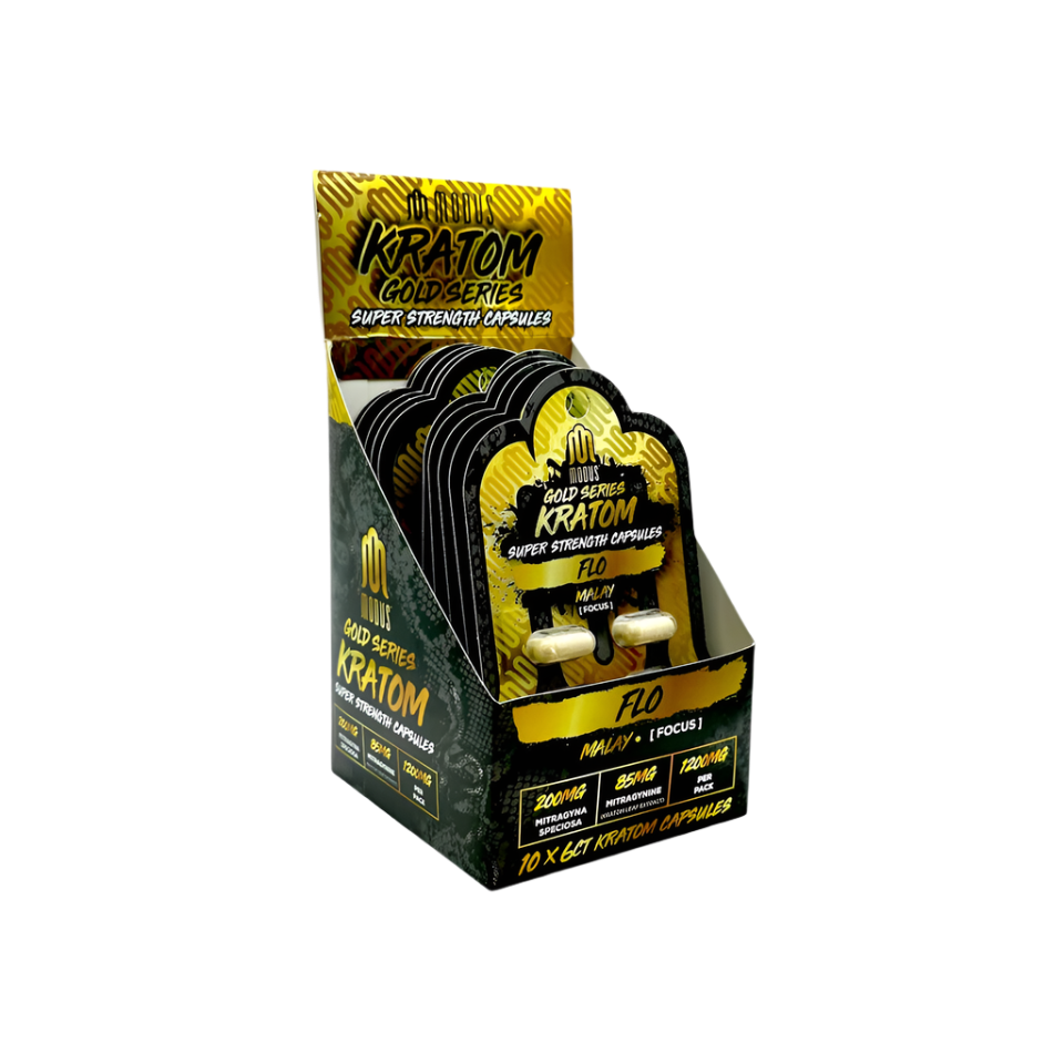MODUS KRATOM GOLD SERIES SUPER STRENGTH CAPSULES 1200MG 6CT - FLO MALAY (FOCUS) - Seven Tech