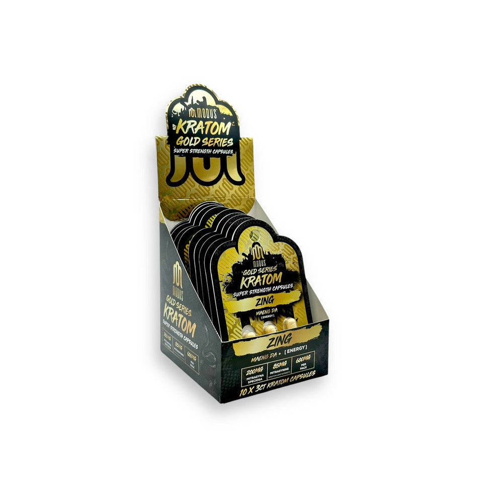 MODUS KRATOM GOLD SERIES SUPER STRENGTH CAPSULES 600MG 3CT - ZING MAENG DA (ENERGY) - Seven Tech
