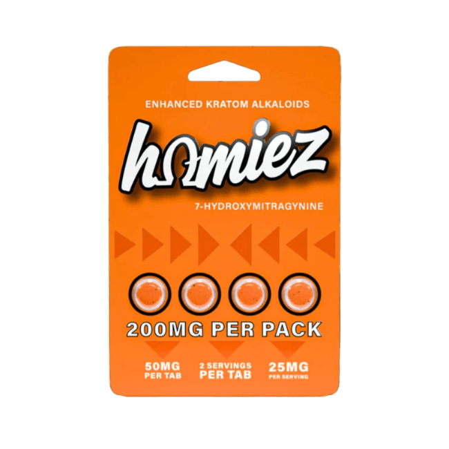 HOMIEZ 7-HYDROXYMITRAGYNINE TABLETS 4CT / 50MG EACH – TANGERINE - Seven Tech