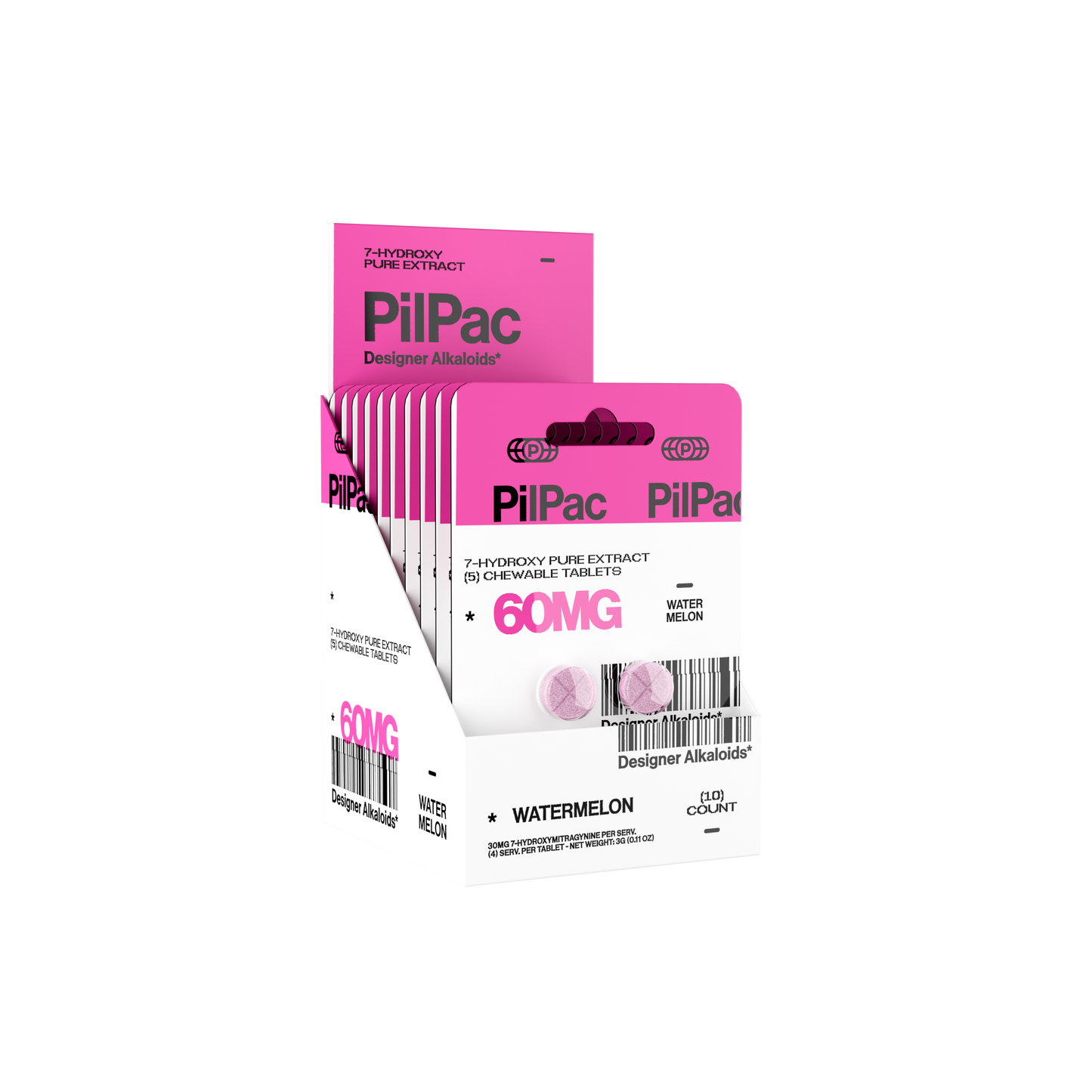 PILPAC DESIGNER ALKALOIDS 7- HYDROXY CHEWABLE TABLETS 60MG 5CT - WATERMELON