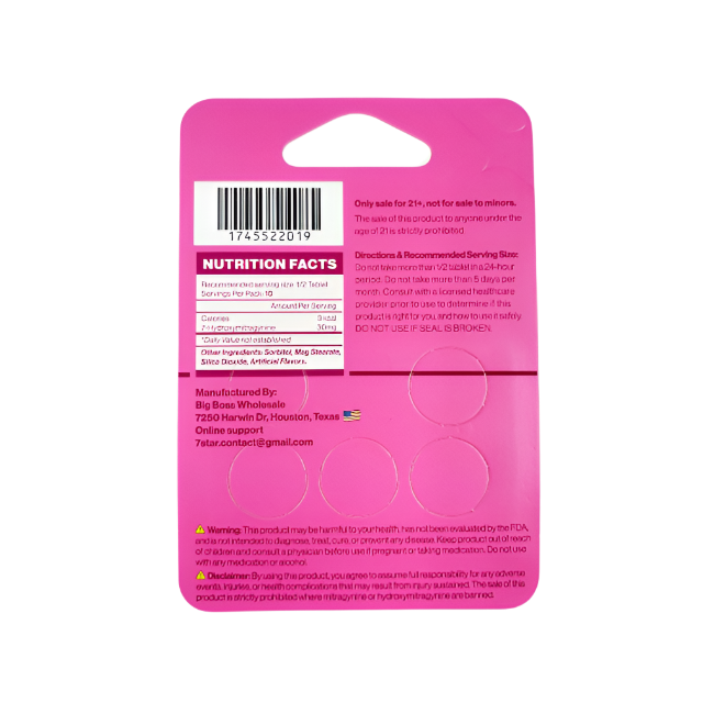 7Star 5ct 7OH Chewable Tabs Berry 30mg Per Tablets - Seven Tech