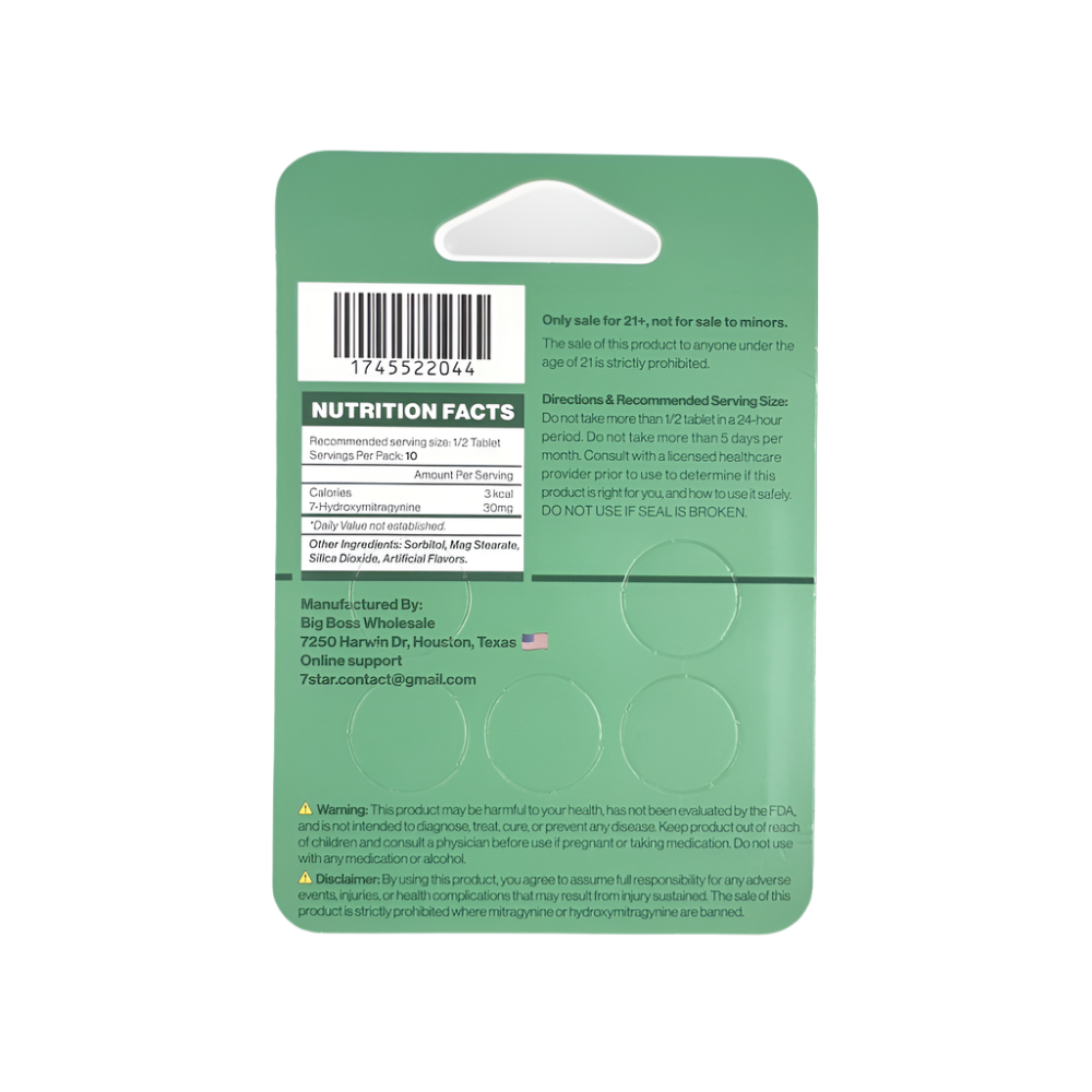 7Star 5ct 7OH Chewable Tabs Mint 30mg Per Tablets - Seven Tech