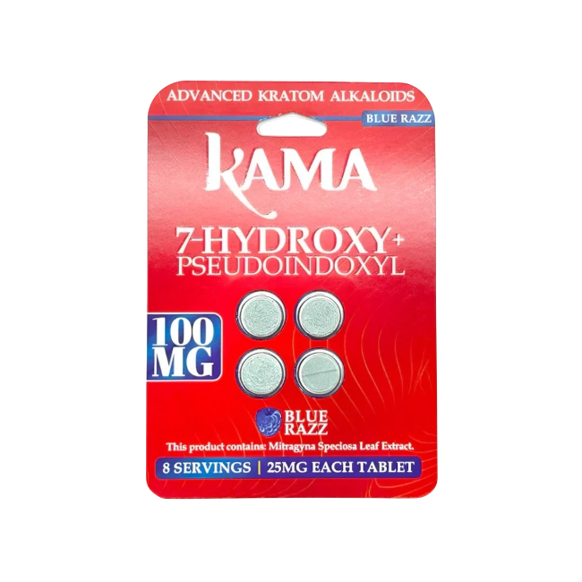 KAMA 4ct 7OH + Psuedoindoxyl Tabs Blue Razz 25mg per Tablet - Seven Tech