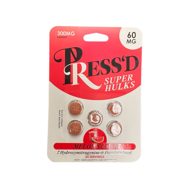 Press'D 5ct 7OH Chewable Tabs Super Hulks Melon Slush 60mg Per Tablets - Seven Tech