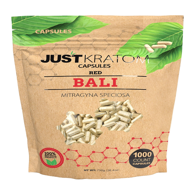 JUST KRATOM CAPSULES 1000CT - BALI RED VEIN - Seven Tech