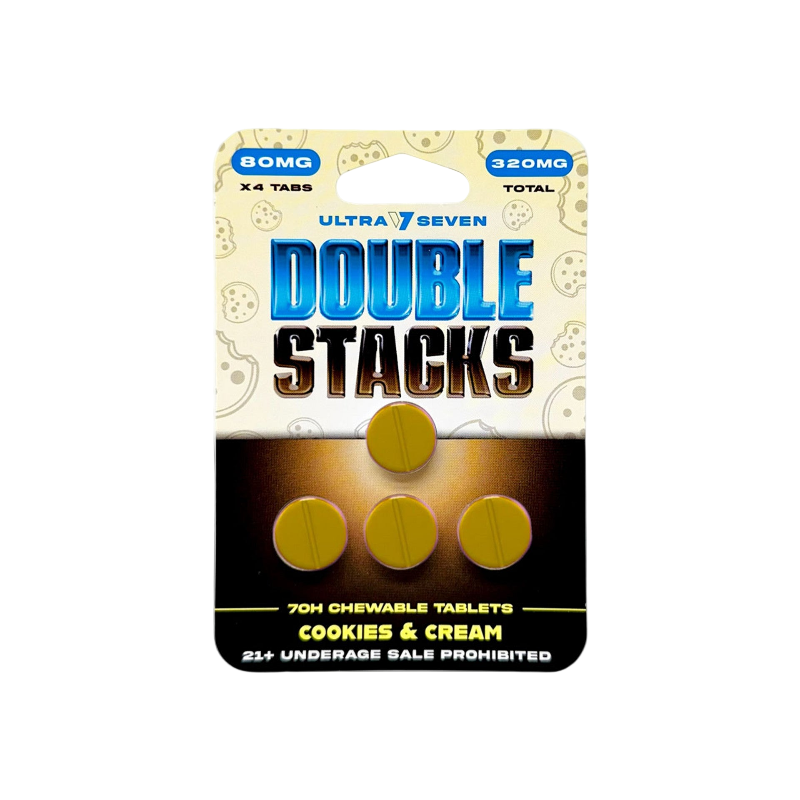 Ultra Seven Double Stacks 4ct 7OH Chewable Tab Cookies and Cream 80mg Per Tablet - Seven Tech