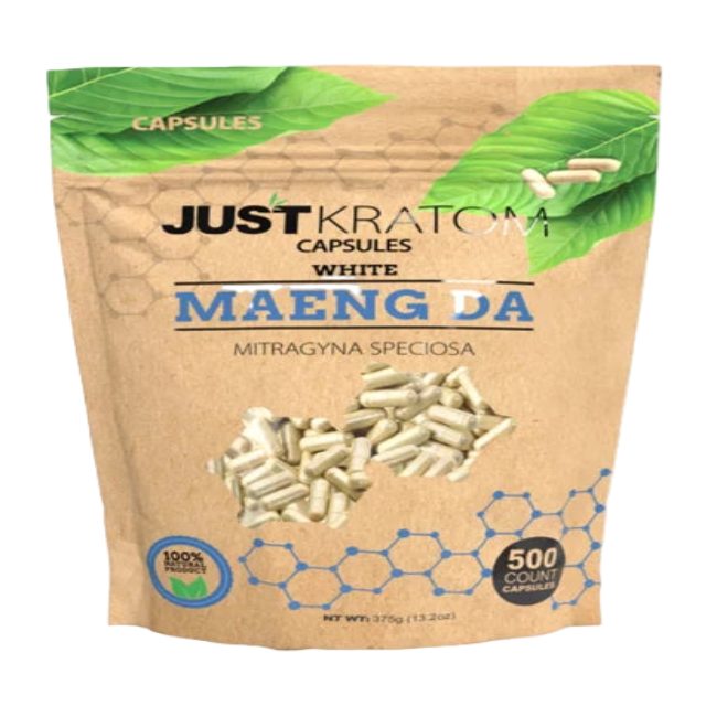 JUST KRATOM CAPSULES 500CT - MAENG DA WHITE VEIN - Seven Tech