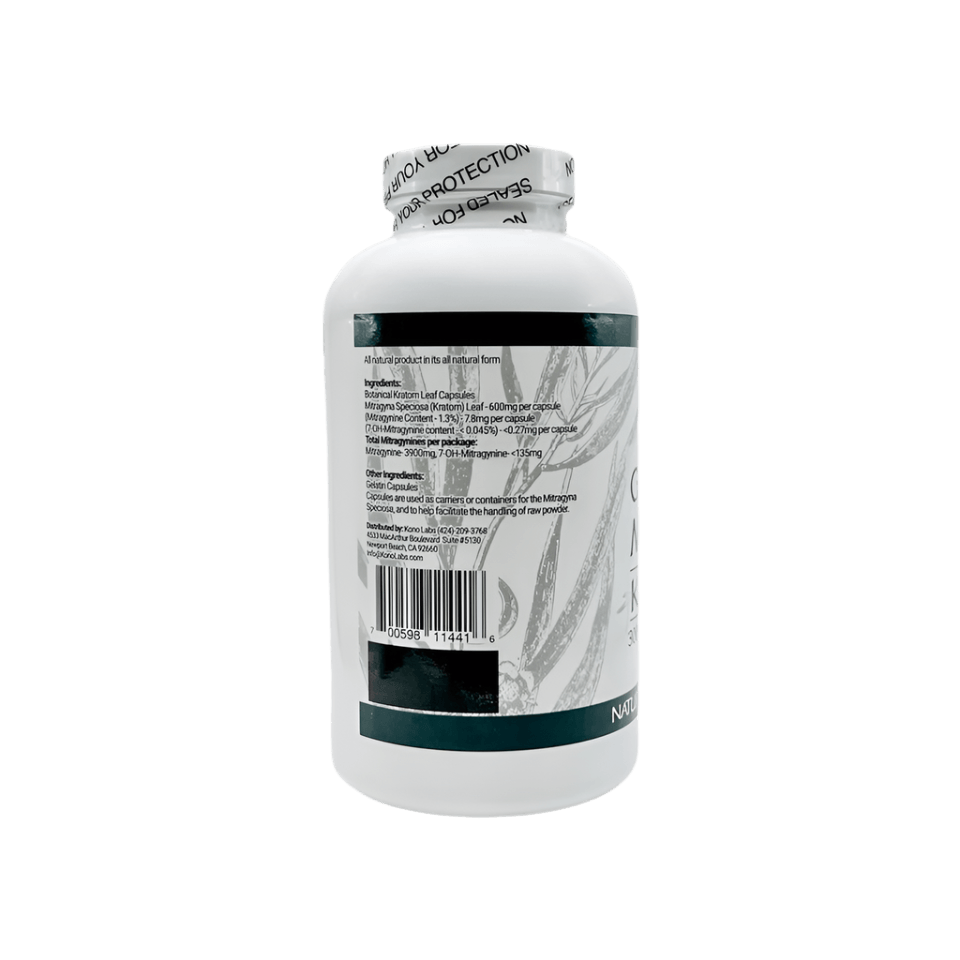 WHOLE HERBS KRATOM CAPSULES 60CT / 36G / 1.3OZ - MAENG DA GREEN VEIN - Seven Tech