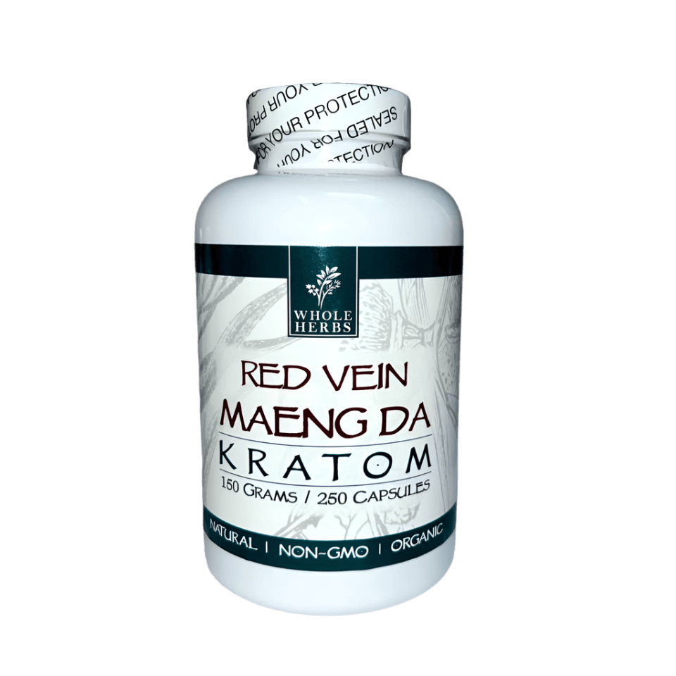 WHOLE HERBS KRATOM CAPSULES 500CT / 300G / 10.6OZ - MAENG DA RED VEIN - Seven Tech
