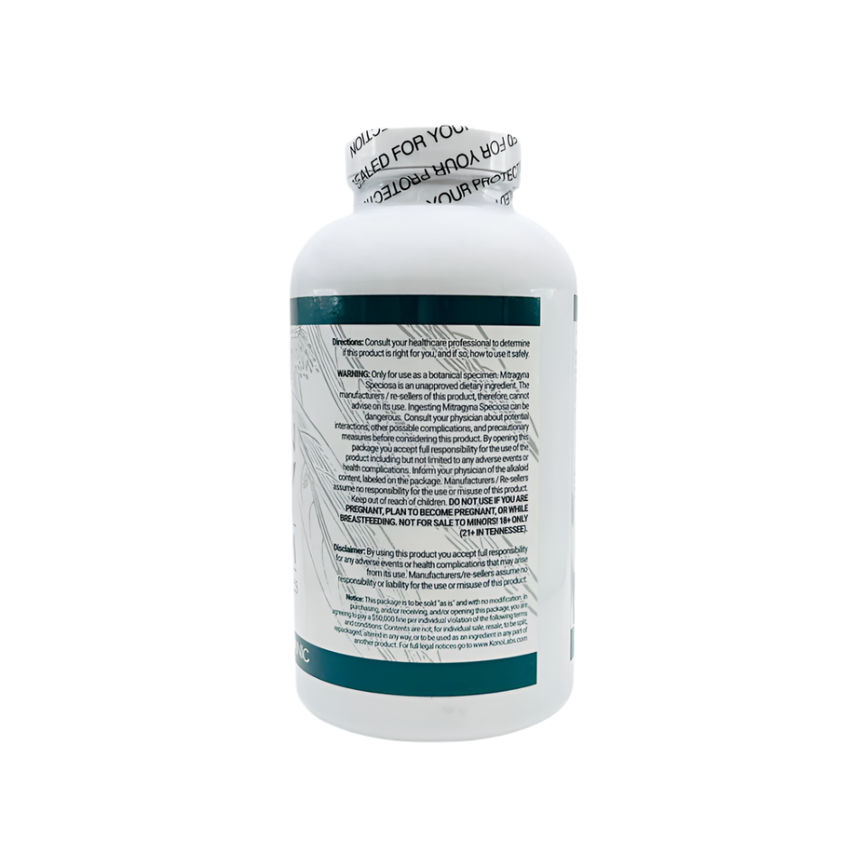 WHOLE HERBS KRATOM CAPSULES 500CT / 300G / 10.6OZ - MALAY GREEN VEIN - Seven Tech