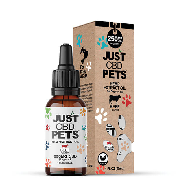 JUST PETS CBD OILS TINCTURE 250MG 1FLOZ - BEEF FLAVOR