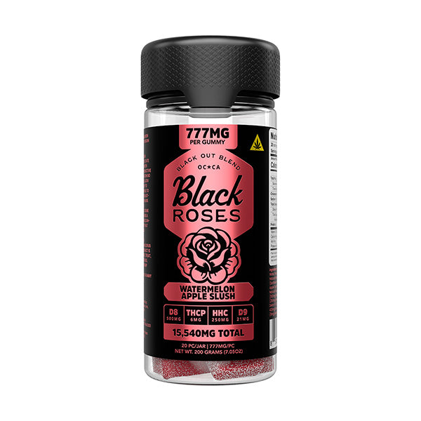 BLACK ROSES BLACK OUT BLEND GUMMIES 777MG 20CT JAR - WATERMELON APPLE SLUSH