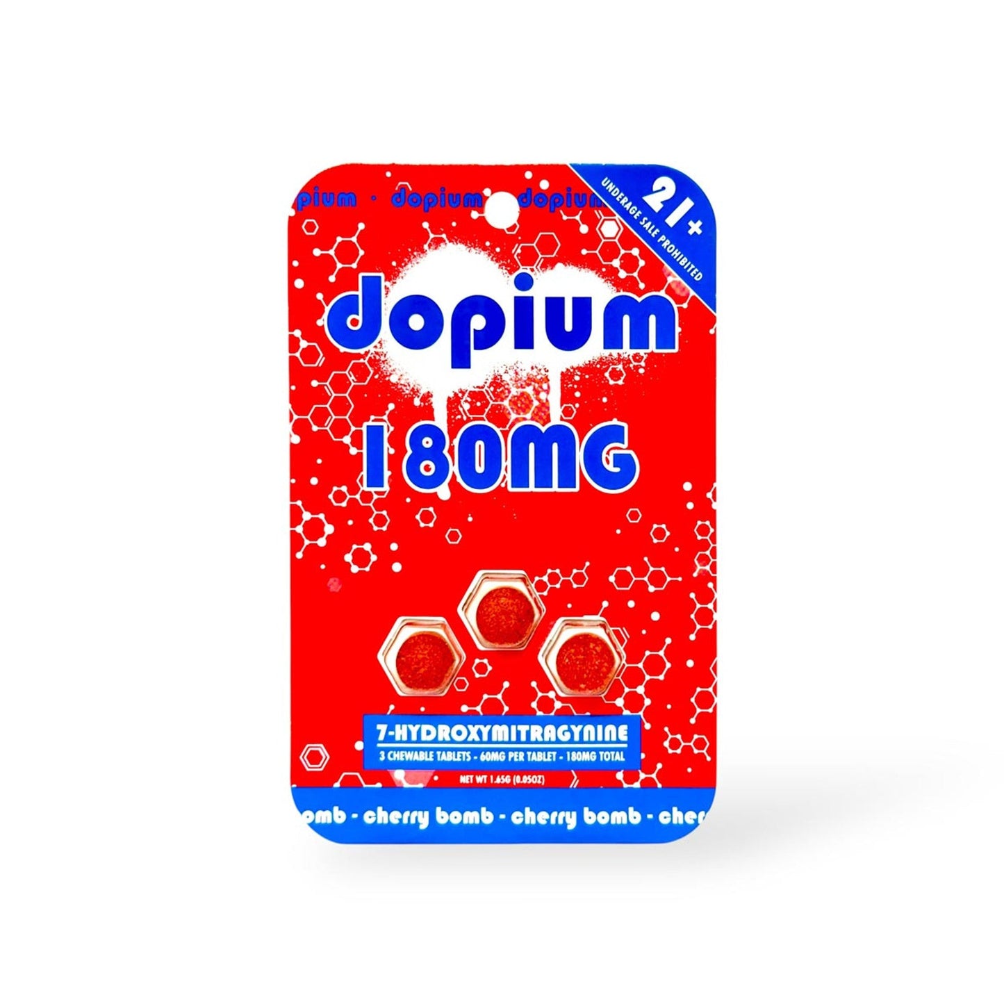 π DOPIUM 7-HYDROXY CHEWABLE TABLETS 3CT 60MG PER TABLET - CHERRY BOMB (100% off)