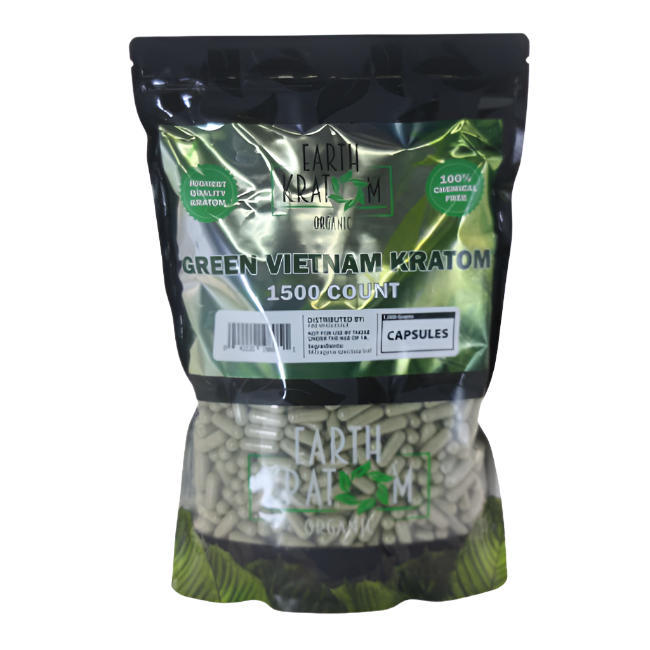 EARTH KRATOM CAPSULES 1500CT - VIETNAM GREEN VEIN - Seven Tech