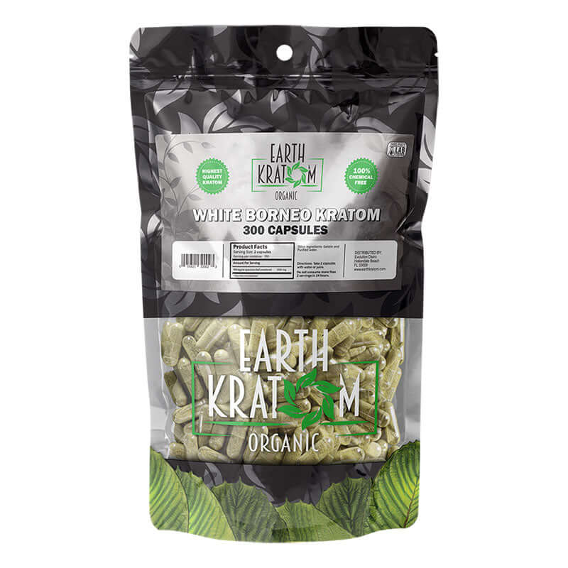 EARTH KRATOM CAPSULES 300CT - BORNEO WHITE VEIN
