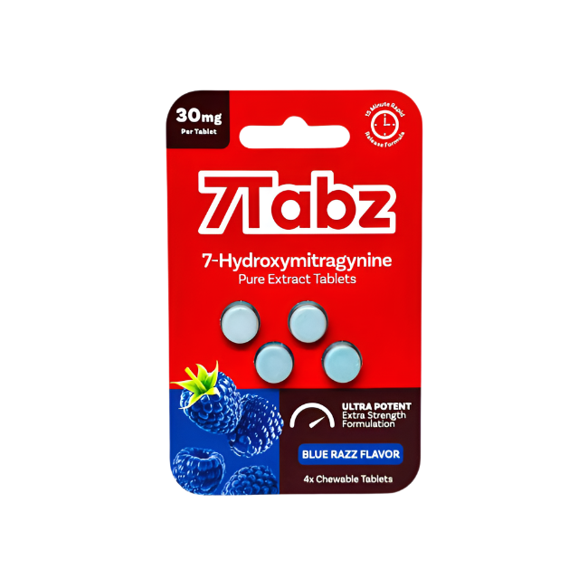 7Tabz 4ct 7OH Chewable Tabs Blue Razz 30mg Per Tablet - Seven Tech