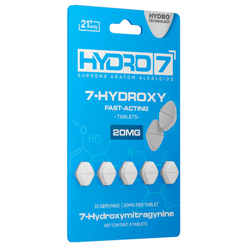 HYDRO 7 SUPREME KRATOM ALKALOIDS 7-HYDROXY 5CT 20MG PER TABLET 100MG PER PACK 10MG PER SERVING