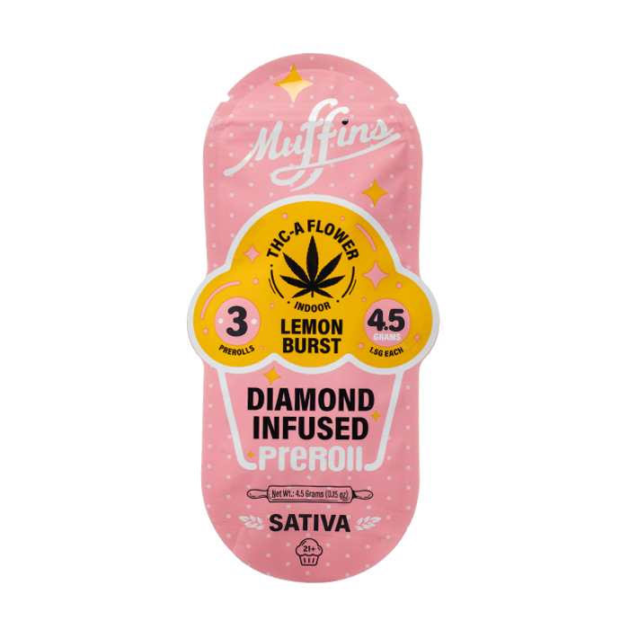 MUFFINS 3PK DIAMOND INFUSED PRE-ROLL LEMON BURST - Seven Tech