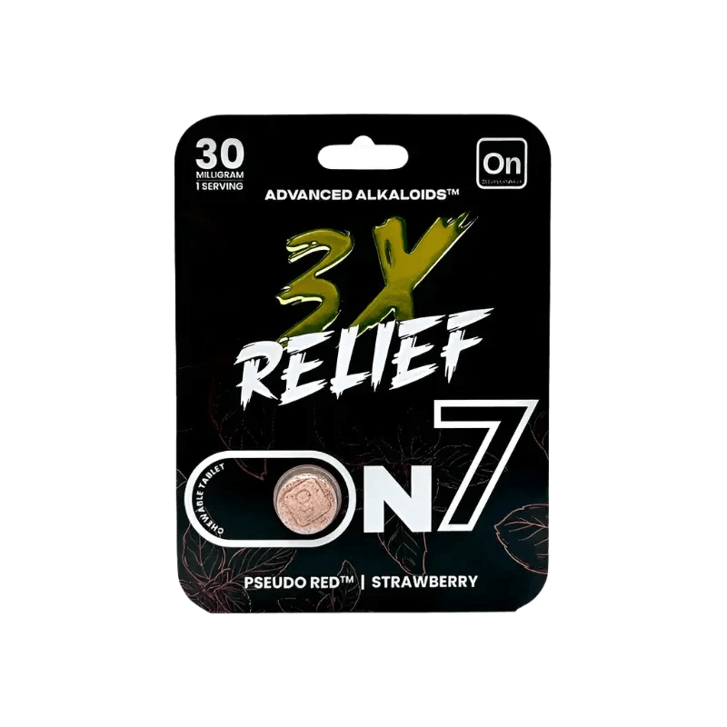 On7 1ct 7OH & Pseudo Red Strawberry 3x Relief Tabs 30mg per Tablet - Seven Tech