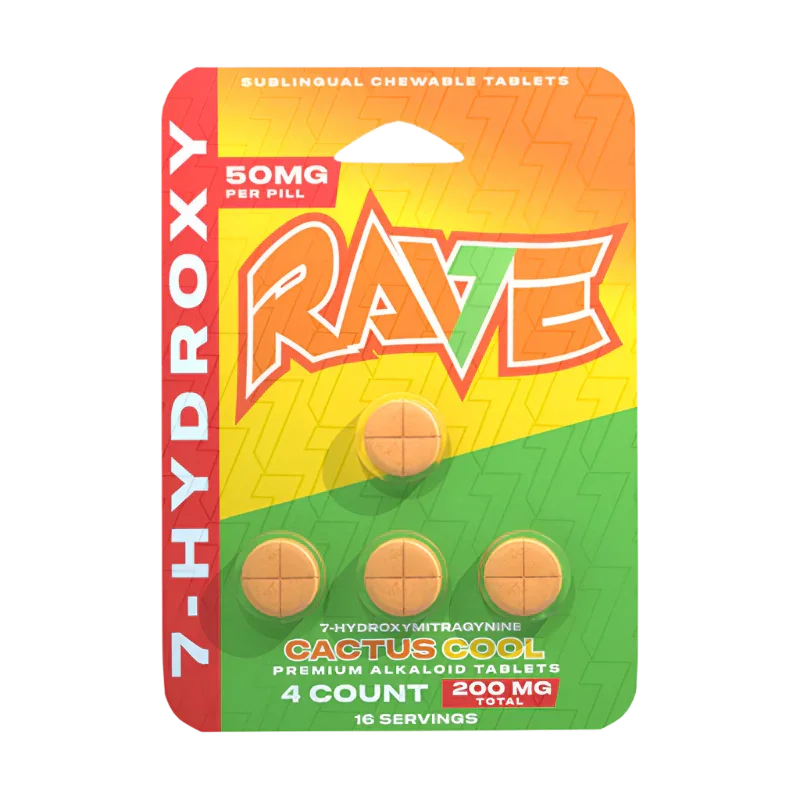 Rave 4ct 7OH Chewable Tabs Cactus Cool 50mg per Tablet - Seven Tech
