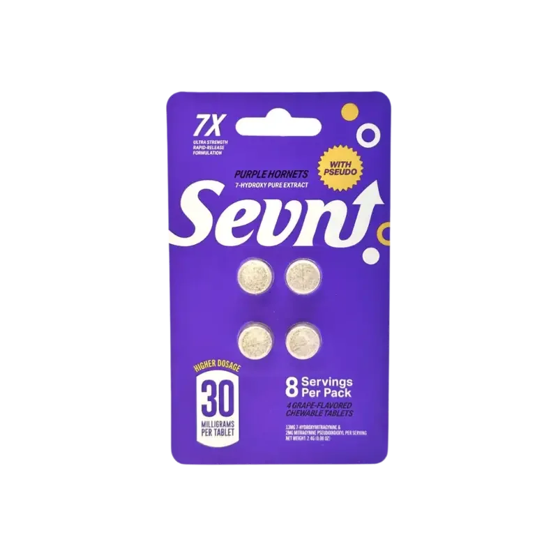 Sevn 4ct 7OH + Pseudo Tabs Purple Hornets 30mg Per Tablet - Seven Tech