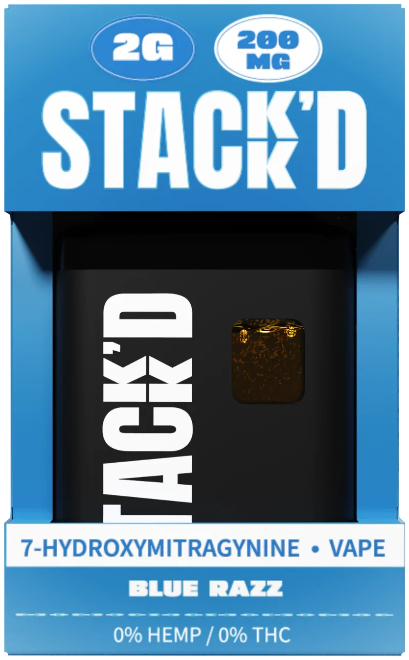 STACK'D 7-HYDROXYMITRAGYNINE BLUE RAZZ VAPE 2G - Seven Tech