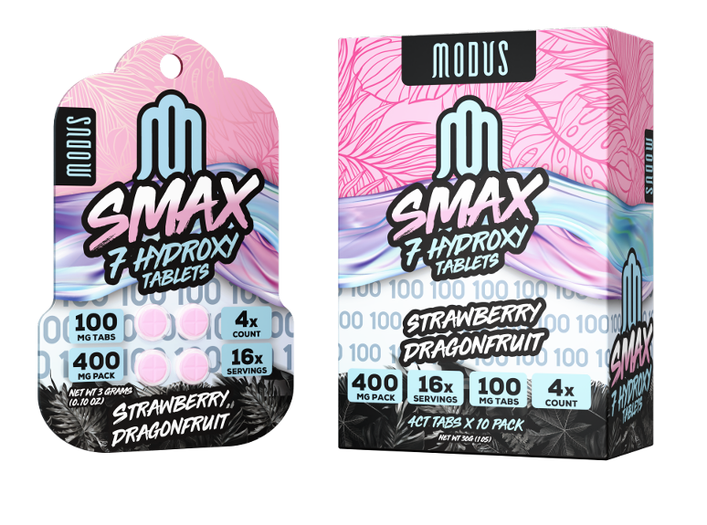 MODUS SMAX 7-HYDROXY TABLETS 100MG 4CT - STRAWBERRY DRAGONFRUIT - Seven Tech