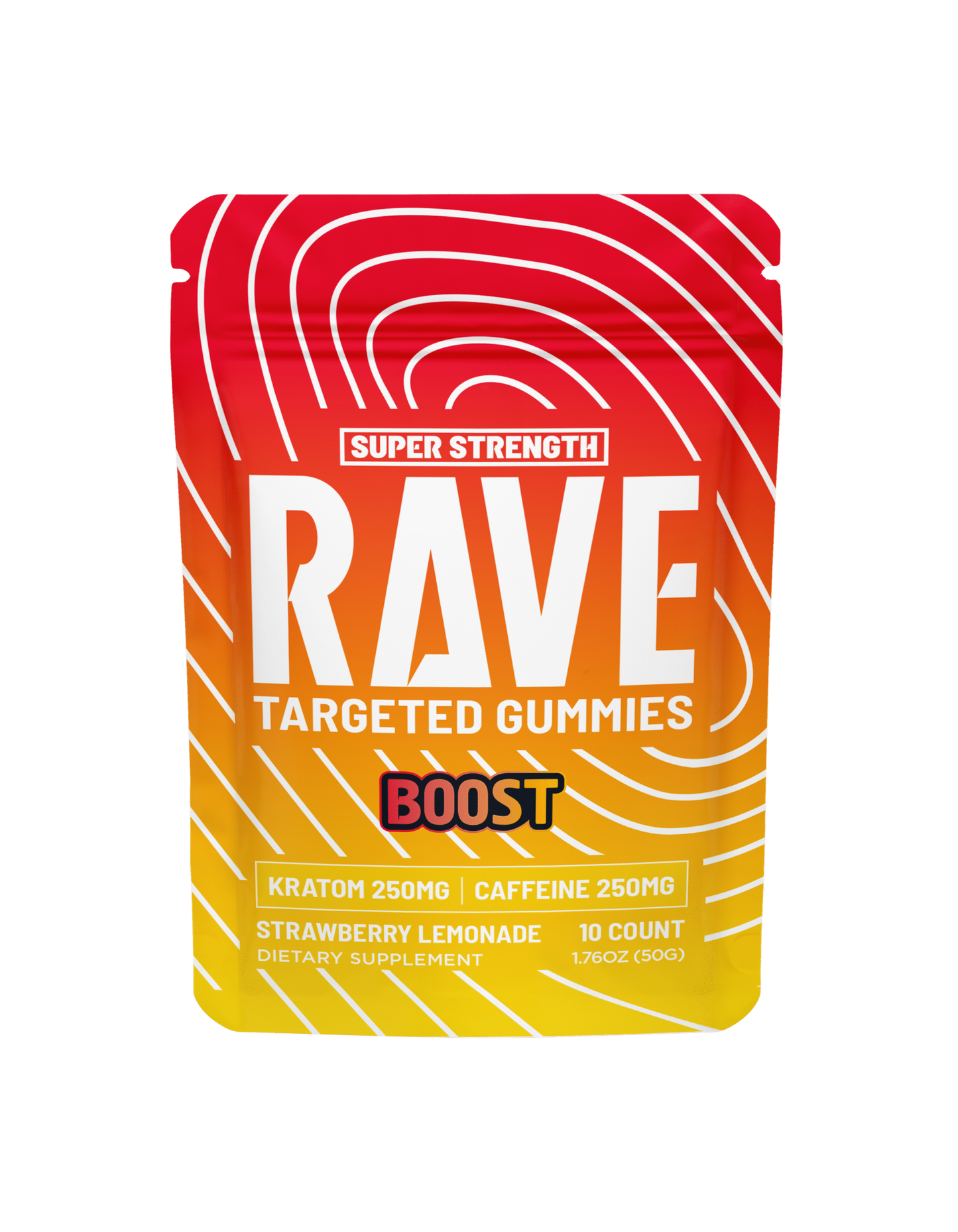 RAVE KRATOM GUMMIES 10CT - STRAWBERRY LEMONADE (KRATOM 250MG + CAFFEINE 250MG)