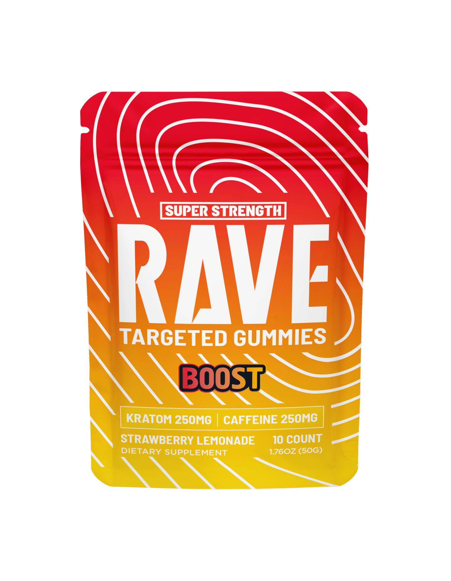 RAVE KRATOM GUMMIES 10CT - STRAWBERRY LEMONADE (KRATOM 250MG + CAFFEINE 250MG)