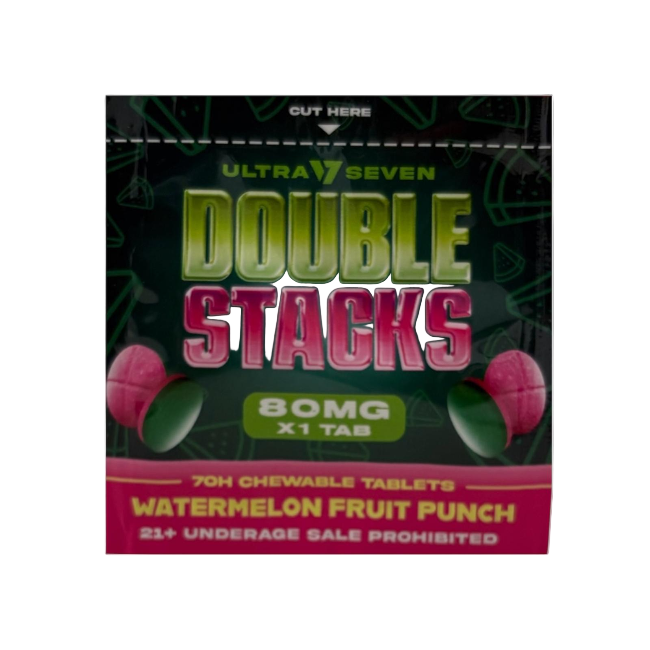 Ultra Seven Double Stacks 1ct 7OH Chewable Tab Watermelon Fruit Punch 80mg Per Tablets - Seven Tech
