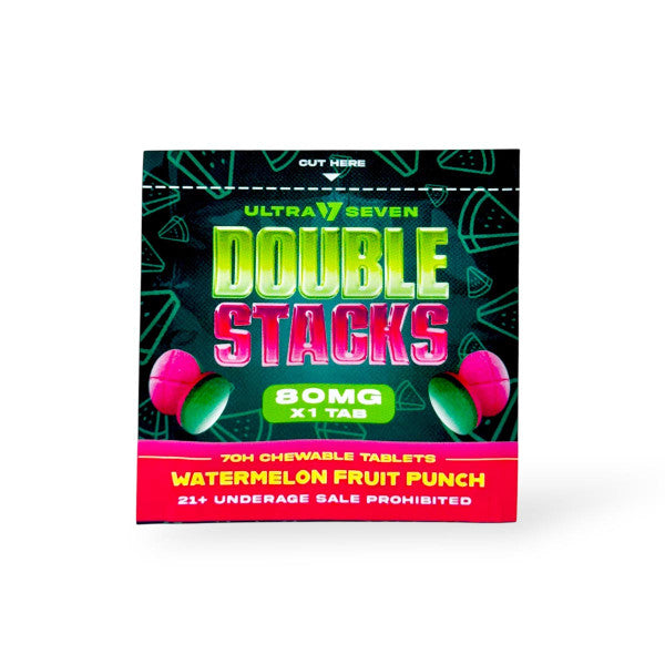 Ultra Seven Double Stacks 1ct 7OH Chewable Tab Watermelon Fruit Punch 80mg Per Tablets