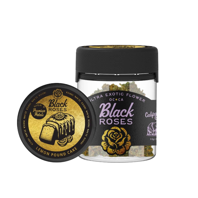 Black Roses Premium Ultra Exotic THC-A Flower 3.5g Jar Lemon Pound Cake Indica