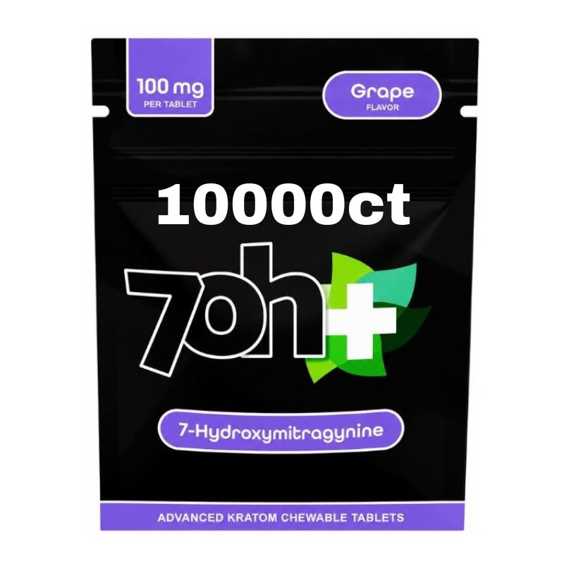 7OH Plus 7-Hydroxymitragymime Chewable Tablets 100mg Per Tablet - Grape (1000ct , 5000ct, 10000ct)