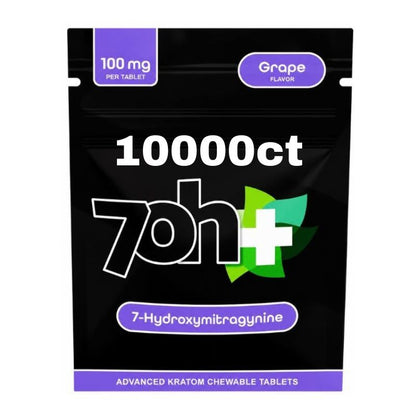 7OH Plus 7-Hydroxymitragymime Chewable Tablets 100mg Per Tablet - Grape (1000ct , 5000ct, 10000ct)