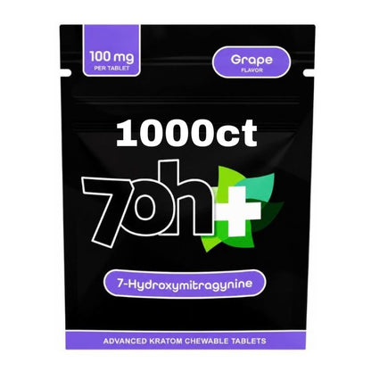 7OH Plus 7-Hydroxymitragymime Chewable Tablets 100mg Per Tablet - Grape (1000ct , 5000ct, 10000ct)