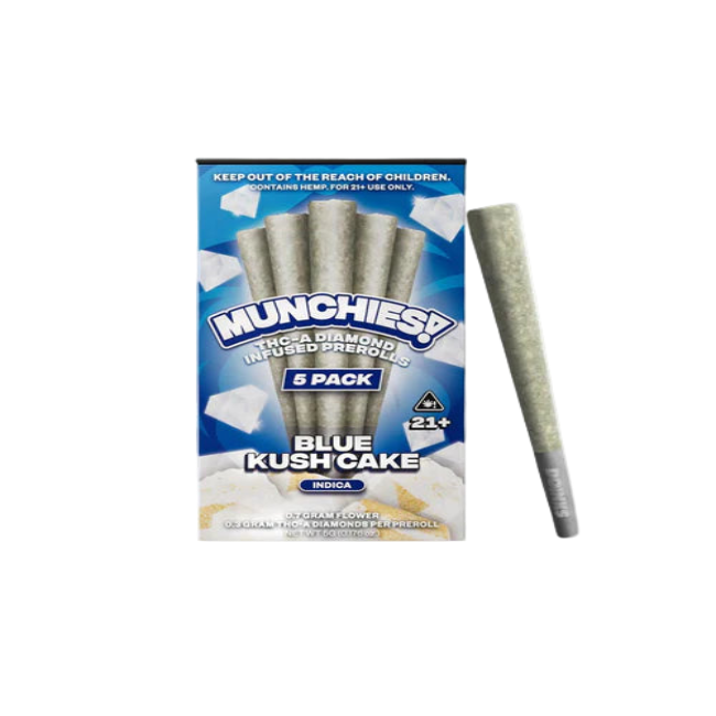 MUNCHIES THC-A DIAMOND PREROLLS 5PK – BLUE KUSH CAKE INDICA